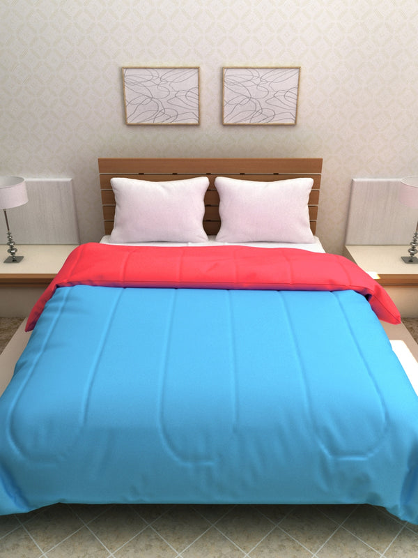 Solid 200 GSM Reversible AC Comforter for Double Bed - Blue & Pink