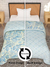 Blue & White Floral Patterned 150 Gsm Reversible Ac Comforter