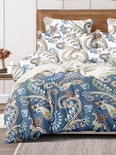 Blue Paisley Patterned 150 Gsm Reversible Ac Comforter