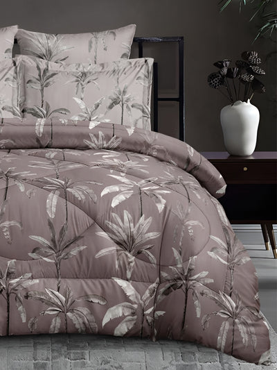 Brown Floral Patterned 150 Gsm Reversible Ac Comforter