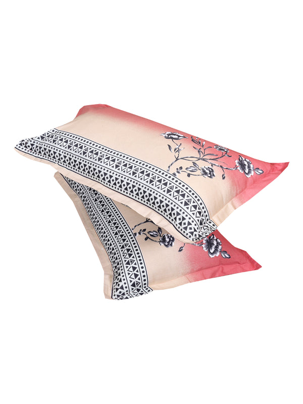 White & Pink Floral PATTERNED 240 TC QUEEN BEDSHEET WITH 2 PILLOW COVERS