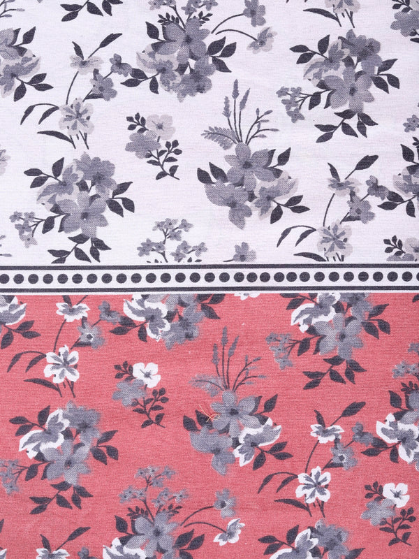 White & Pink Floral PATTERNED 240 TC QUEEN BEDSHEET WITH 2 PILLOW COVERS