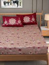 Dark Brown Floral PATTERNED 240 TC QUEEN BEDSHEET WITH 2 PILLOW COVERS