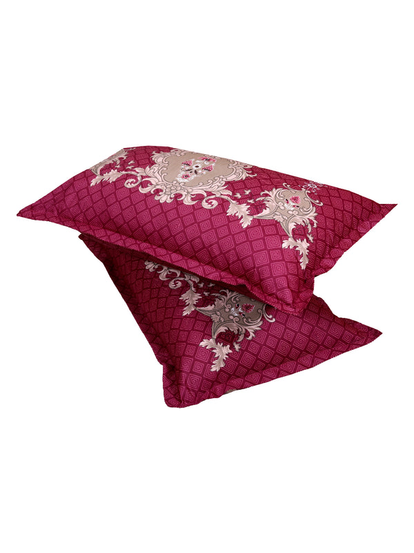 Dark Brown Floral PATTERNED 240 TC QUEEN BEDSHEET WITH 2 PILLOW COVERS