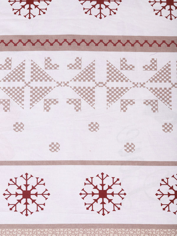 Maroon & Beige Geometric PATTERNED 240 TC QUEEN BEDSHEET WITH 2 PILLOW COVERS