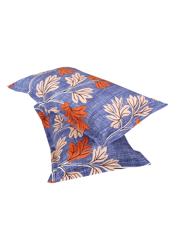 Blue Floral PATTERNED 144 TC QUEEN BEDSHEET WITH 2 PILLOW COVERS