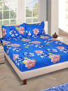 Blue Floral PATTERNED 144 TC QUEEN BEDSHEET WITH 2 PILLOW COVERS