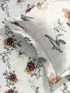 White Floral PATTERNED 300 TC QUEEN BEDSHEET WITH 2 PILLOW COVERS