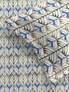 Blue & White Geometric PATTERNED 300 TC QUEEN BEDSHEET WITH 2 PILLOW COVERS