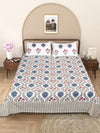 Multicolor Ethnic Motifs PATTERNED 220 TC QUEEN BEDSHEET WITH 2 PILLOW COVERS