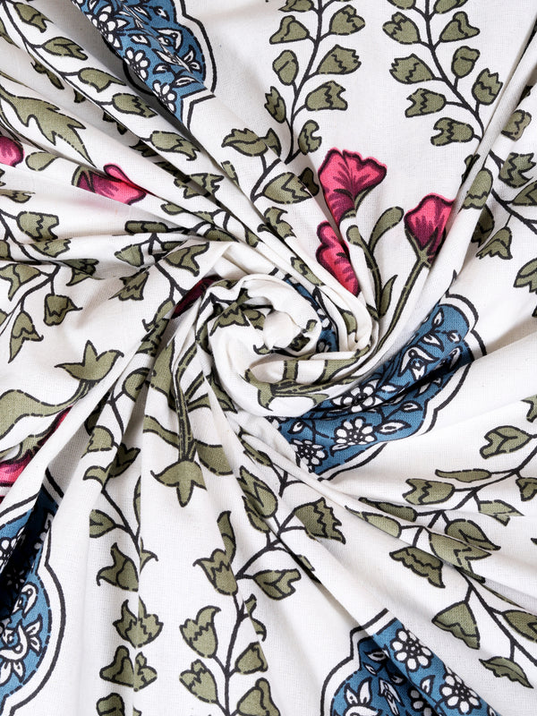 Multicolor Ethnic Motifs PATTERNED 220 TC QUEEN BEDSHEET WITH 2 PILLOW COVERS