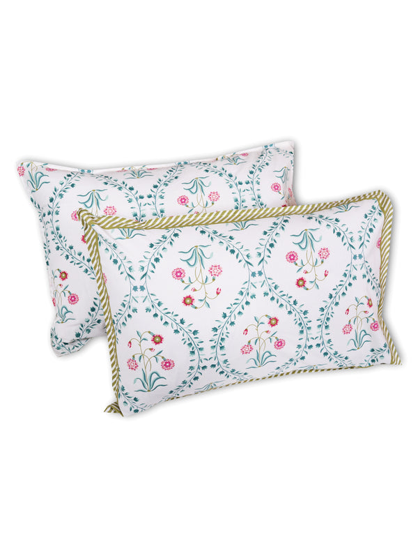 Blue & White Ethnic Motifs PATTERNED 220 TC QUEEN BEDSHEET WITH 2 PILLOW COVERS