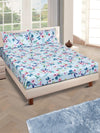 Blue Floral PATTERNED 144 TC QUEEN BEDSHEET WITH 2 PILLOW COVERS