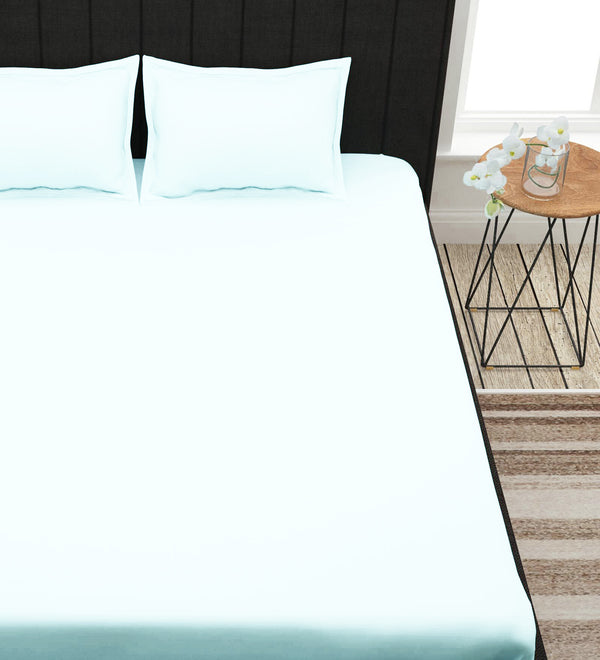 White Solid PATTERNED 150 TC QUEEN BEDSHEET WITH 2 PILLOW COVERS