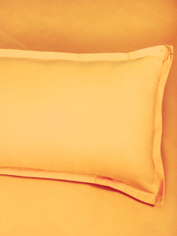 Yellow Solid PATTERNED 150 TC QUEEN BEDSHEET WITH 2 PILLOW COVERS