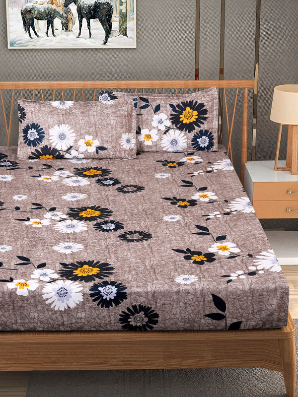 Multicolor Floral PATTERNED 144 TC QUEEN BEDSHEET WITH 2 PILLOW COVERS