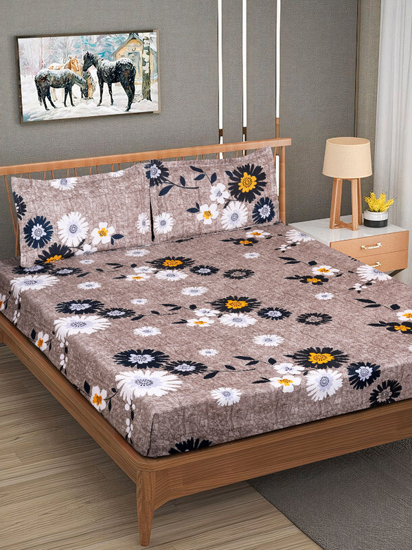 Multicolor Floral PATTERNED 144 TC QUEEN BEDSHEET WITH 2 PILLOW COVERS