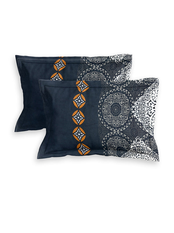 MULTICOLOR ETHNIC MOTIFS PATTERNED 144 TC QUEEN BEDSHEET WITH 2 PILLOW COVERS