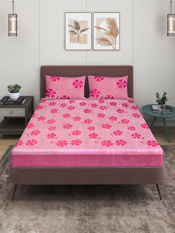 144 TC Pink Bedsheet with 2 Pillow Covers