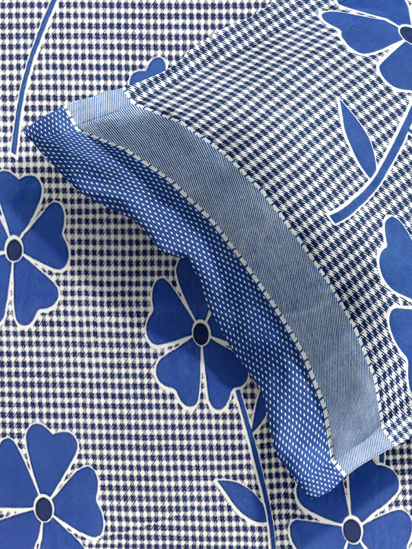 144 TC Blue Double Bedsheet with 2 Pillow Covers