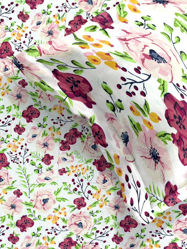 144 TC White & Pink, Green Double Bedsheet with 2 Pillow Covers