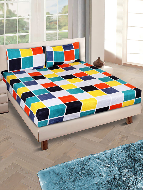 144 TC Multicolor Double Bedsheet with 2 Pillow Covers