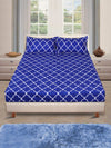 144 TC Blue Double Bedsheet with 2 Pillow Covers