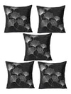 Black & Silver Set of 5 Foil  Patterned Velvet Square Cushion Covers
