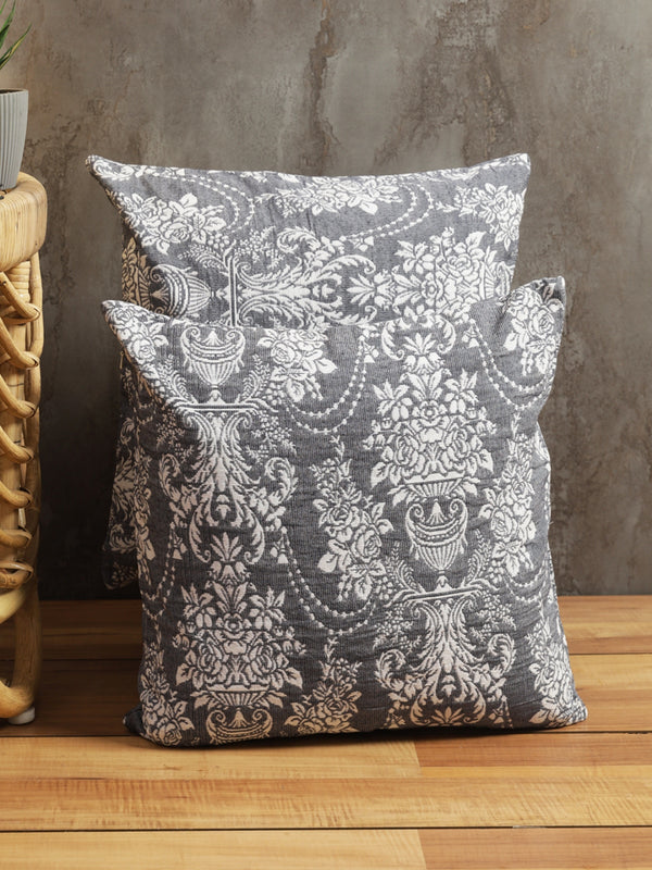 Grey Set of 5 Ethnic Motifs Patterned Polycotton Square Cushion Covers