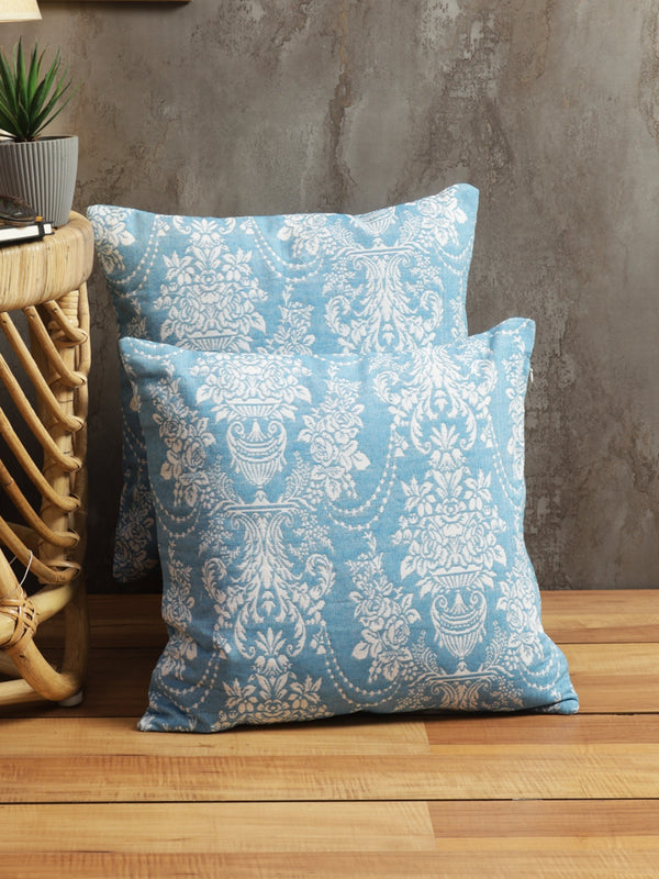 Blue & White Set of 5 Ethnic Motifs Patterned Polycotton Square Cushion Covers