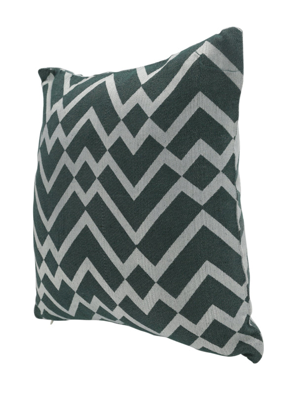 Green & White Set of 5 Zig Zag Patterned Polycotton Square Cushion Covers