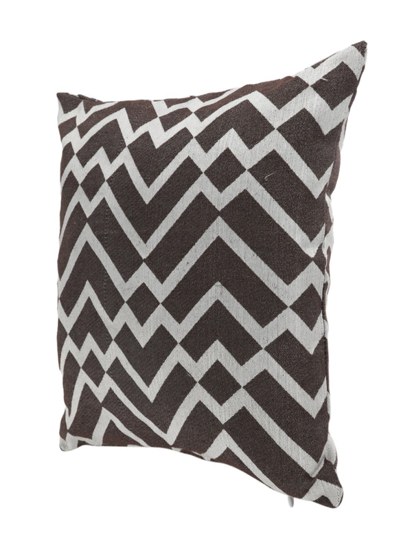 Brown & White Set of 5 Zig Zag Patterned Polycotton Square Cushion Covers