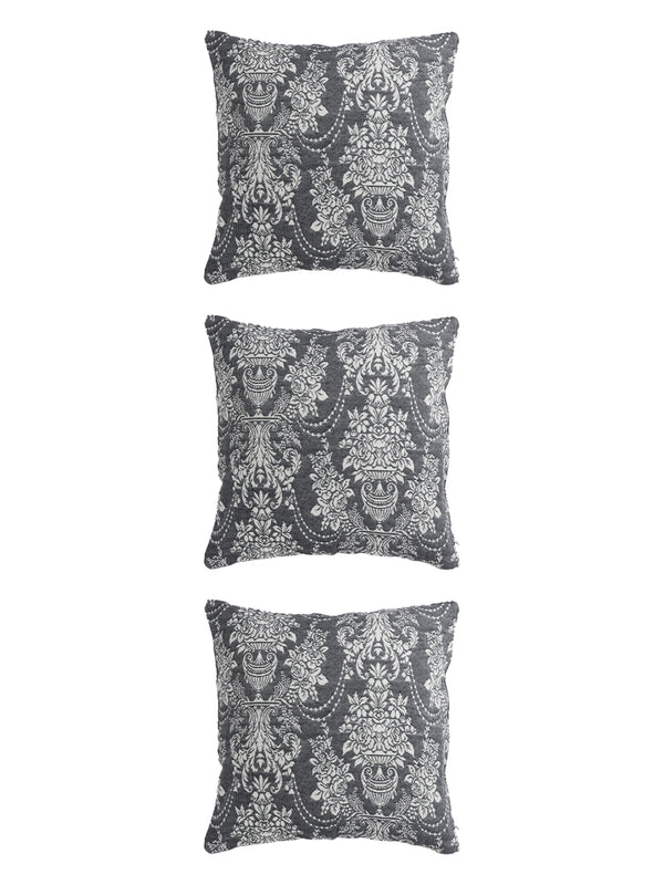 Grey Set of 5 Ethnic Motifs Patterned Polycotton Square Cushion Covers