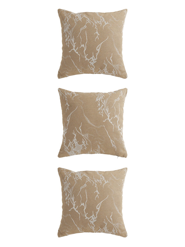 Beige Set of 5 Abstract Patterned Polycotton Square Cushion Covers