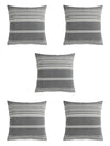 Grey Set of 5 Striped Patterned Polycotton Square Cushion Covers
