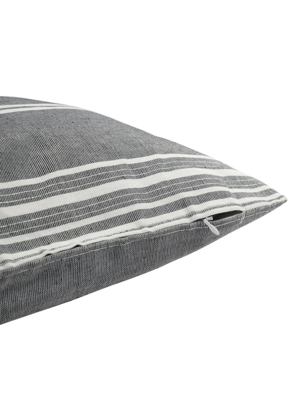 Grey Set of 5 Striped Patterned Polycotton Square Cushion Covers