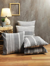 Grey Set of 5 Striped Patterned Polycotton Square Cushion Covers