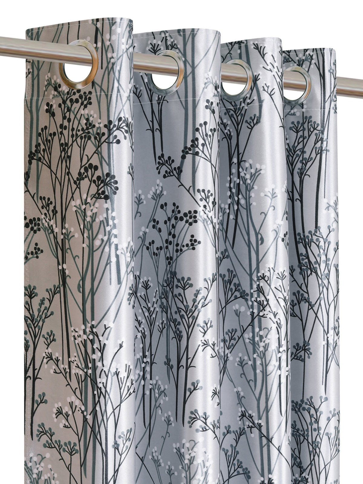 Romee Grey Leafy Patterned Set of 2 Long Door Curtains