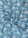Romee Turquoise Blue Floral Patterned Set of 2 Long Door Curtains