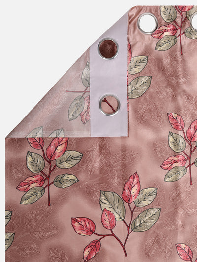 Romee Peach Floral Patterned Set of 2 Long Door Curtains