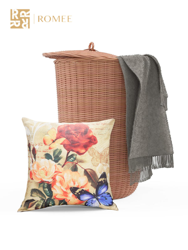 Soft Jute Painterly Floral Print Throw Pillow/Cushion Covers 16x16 inch Set of 5 - Multicolor