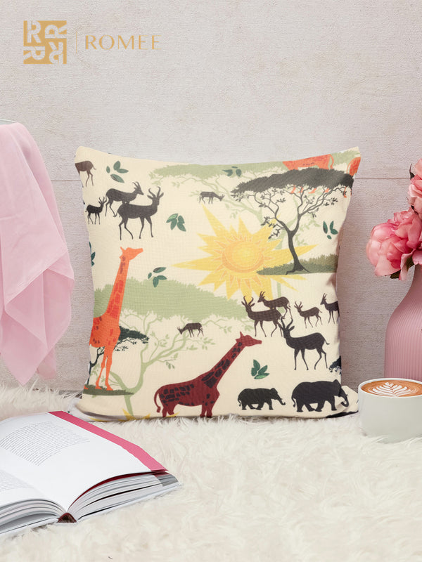 Soft Jute Animal Print Throw Pillow/Cushion Covers 40cm x 40cm Set of 5 - Multicolor