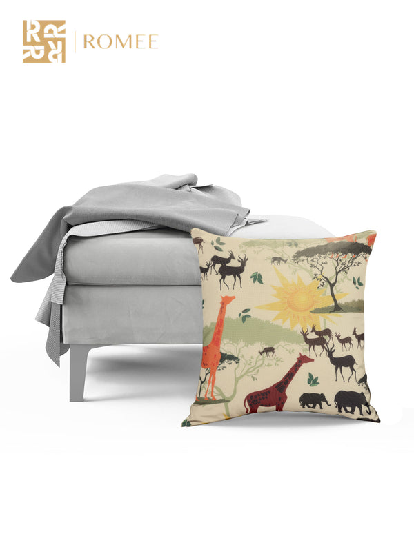 Soft Jute Animal Print Throw Pillow/Cushion Covers 40cm x 40cm Set of 5 - Multicolor