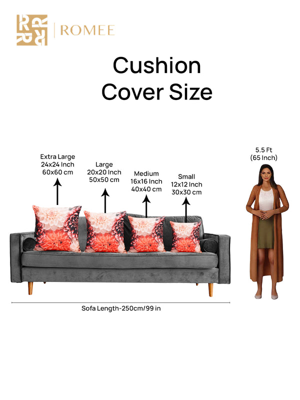 Soft Jute Floral Print Throw Pillow/Cushion Covers 40cm x 40cm Set of 5 - Multicolor