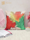 Soft Polyester Jute Leaves Print Cushion Covers 16 inch x 16 inch Set of 5 - Multicolor