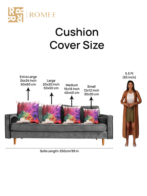 Floral 5 Piece Polyester Cushion Cover - 16"x16", Multicolour