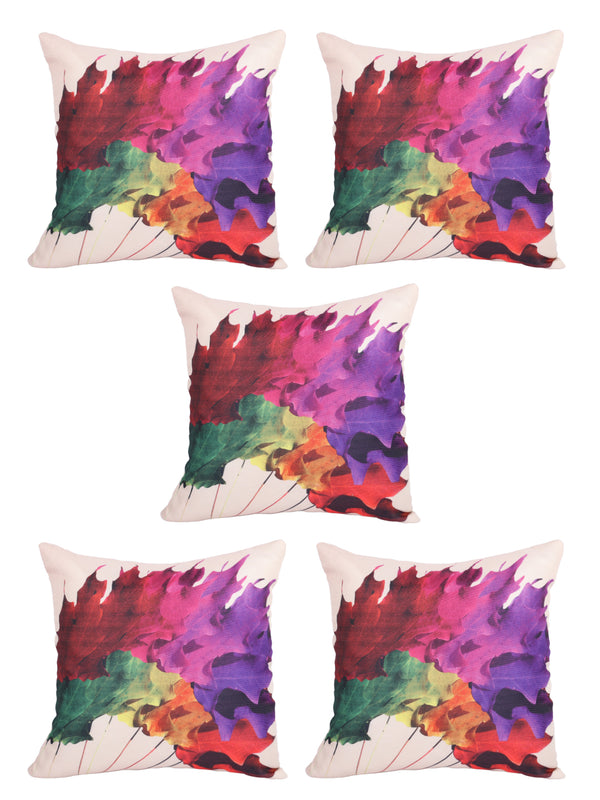 Floral 5 Piece Polyester Cushion Cover - 16"x16", Multicolour