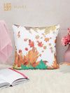 White Set of 5 Floral Patterned Jute Square Cushion Covers