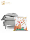 White Set of 5 Floral Patterned Jute Square Cushion Covers