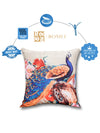 Soft Jute Peacock Print Throw Pillow/Cushion Covers 16x16 inch Set of 5 - Multicolor
